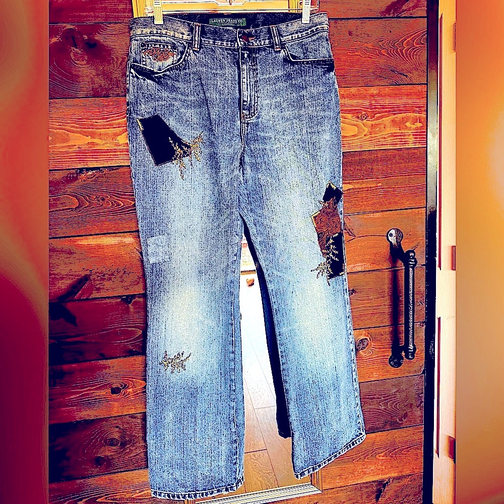 Ralph Lauren Embellished Y2K Jeans Patchwork & Embroidery Boho Festival